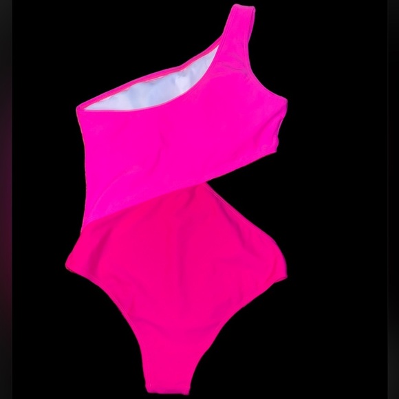 None Other - BNWOT Hot Pink colorblock swimsuit, with asymmetrical neckline.